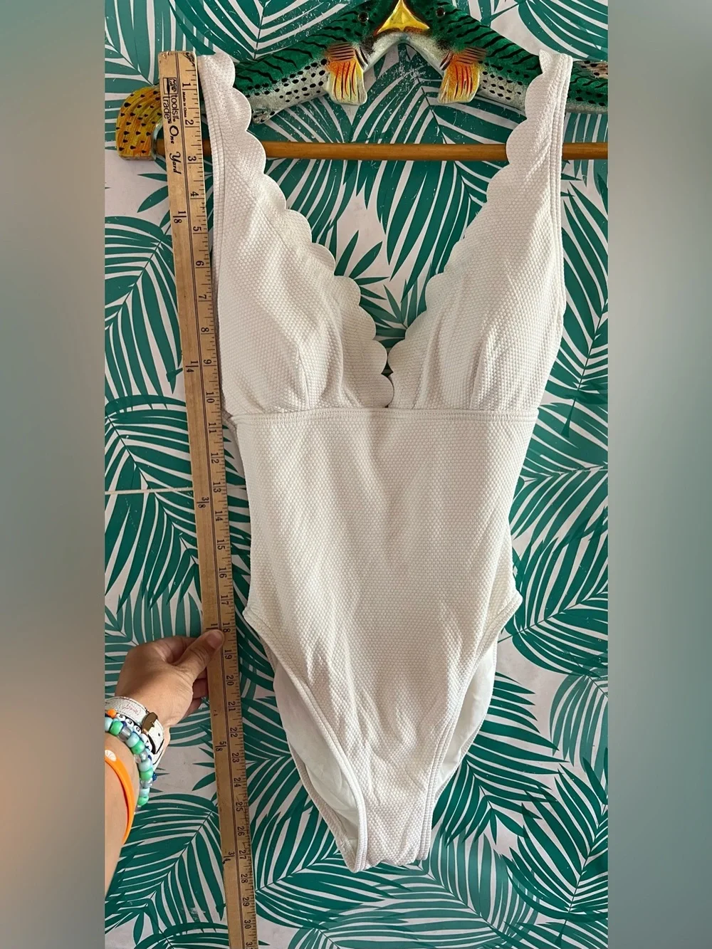 Kate Spade Marina Piccola White textured  Scalloped One-Piece Swimsuit